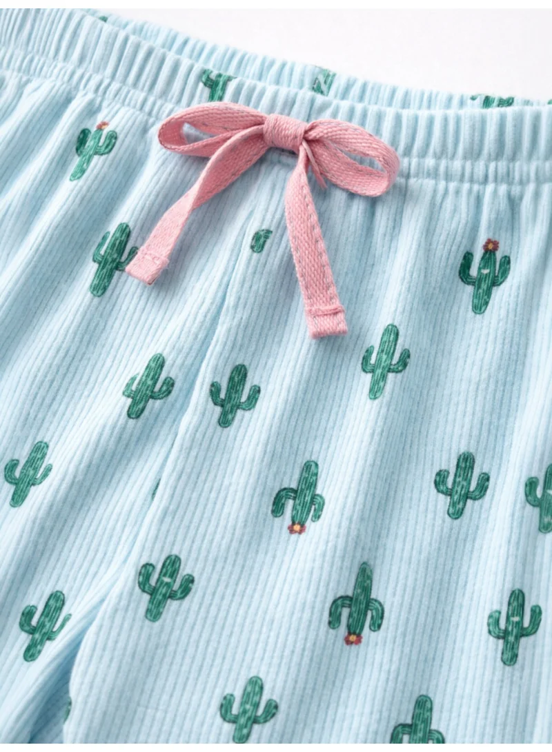 Victor And Jane  Girls’ Pajama Set – “Cactus Star” Frill Sleeve Top & Printed Pants for Women | Best Price UAE